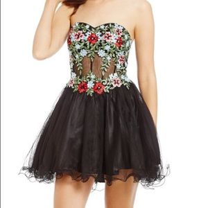 Blondie Nites Embroidered Mesh Dress with Corset